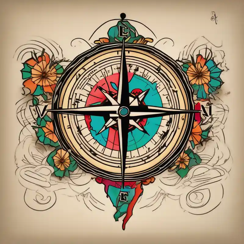 Compass on the hand in the shape of Nigeria with longitude written on the top and latitude written on the bottom. Draw lines